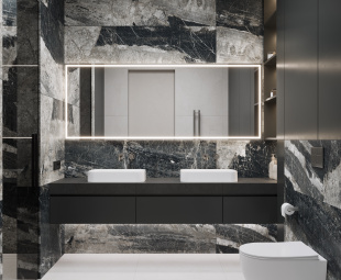 Керамогранит Laparet Lunar nero графитовый матовый+гл.чернила (80х160)